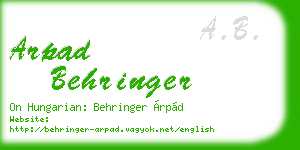 arpad behringer business card